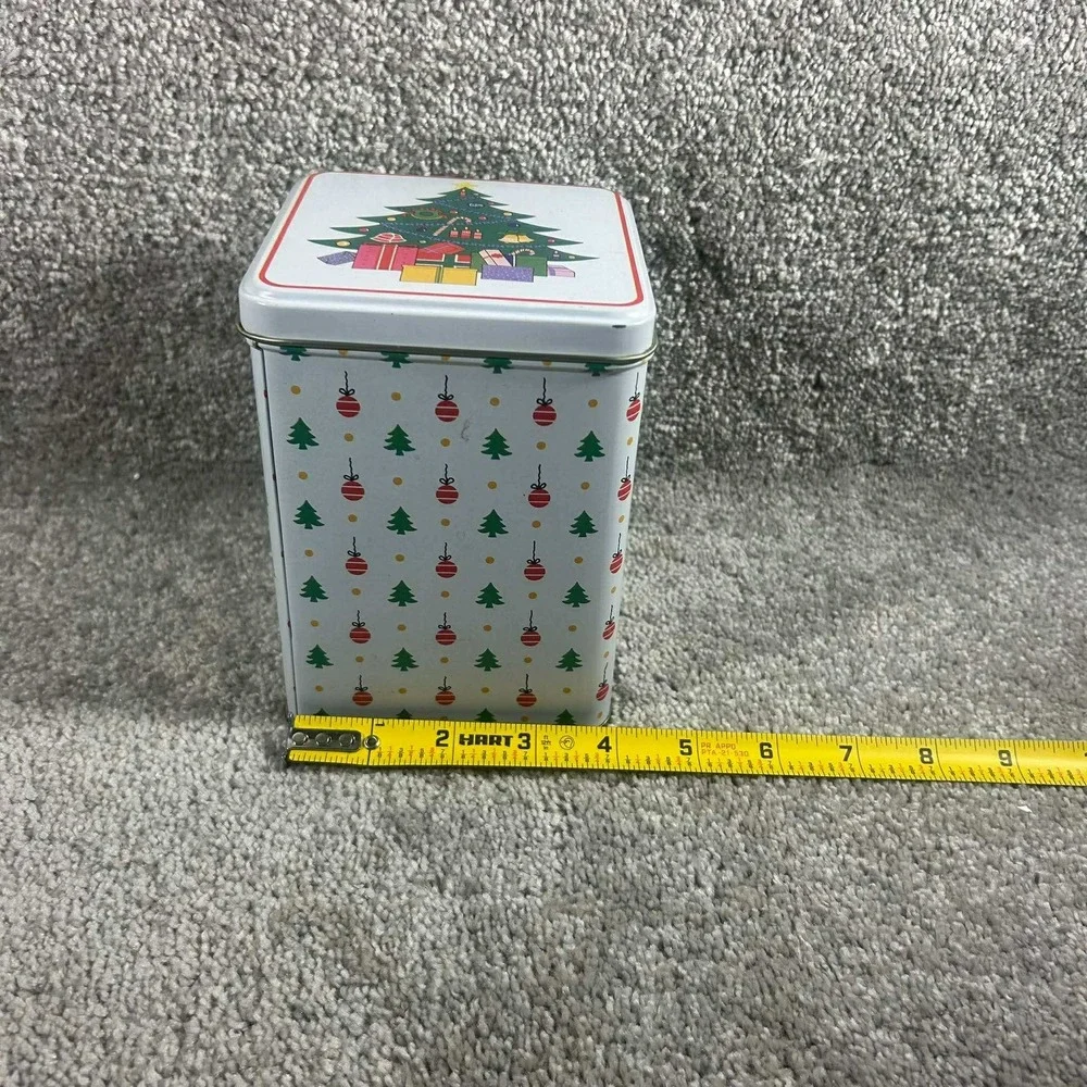 Nesting Christmas Tins White Green Red Holiday Storage Set‎ of 5